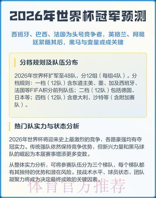 2026年世界杯赛事比分权威预测与深度分析 2026年世界杯赛事比分权威预测与深度分析